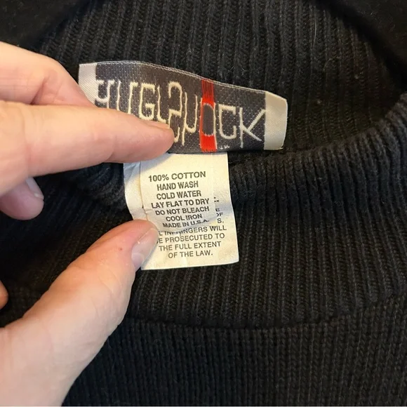 Vintage Aftershock Military Inspired Black Cotton Sweater Size M - Picture 5 of 7